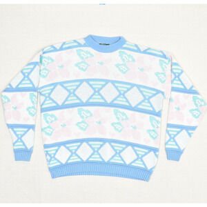Cabin Creek Crew Neck Sweater Acrylic Multicolor Size L Vintage USA Stained